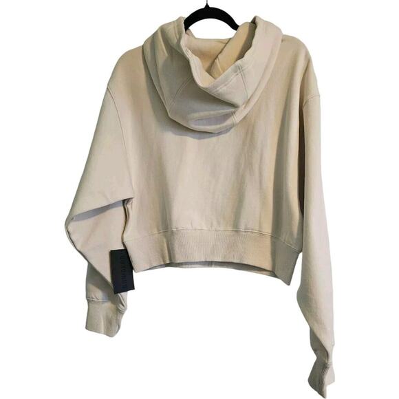 Raw Gear NWT Womens Cropped Hoodie Embroidered Patch Logo Size LG Cream - Picture 2 of 5